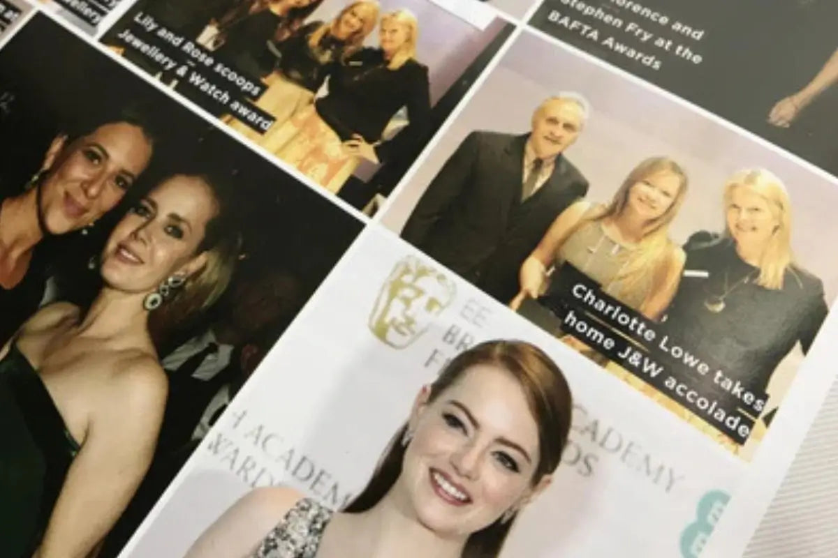 collage showing Charlotte Lowe featured in Professional Jeweller’s Guest List alongside well‑known figures