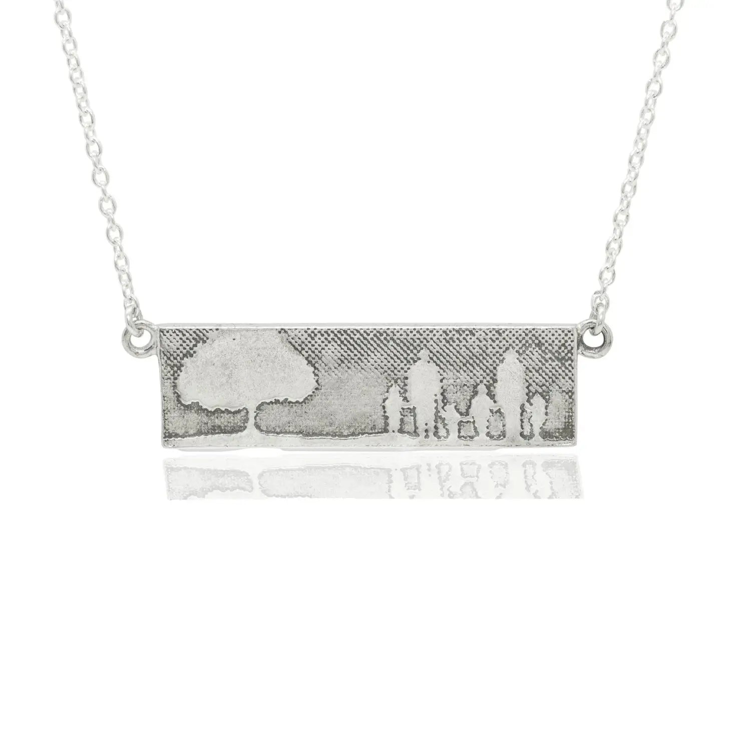 Family of six Family Tree Necklace in landscape sterling silver design