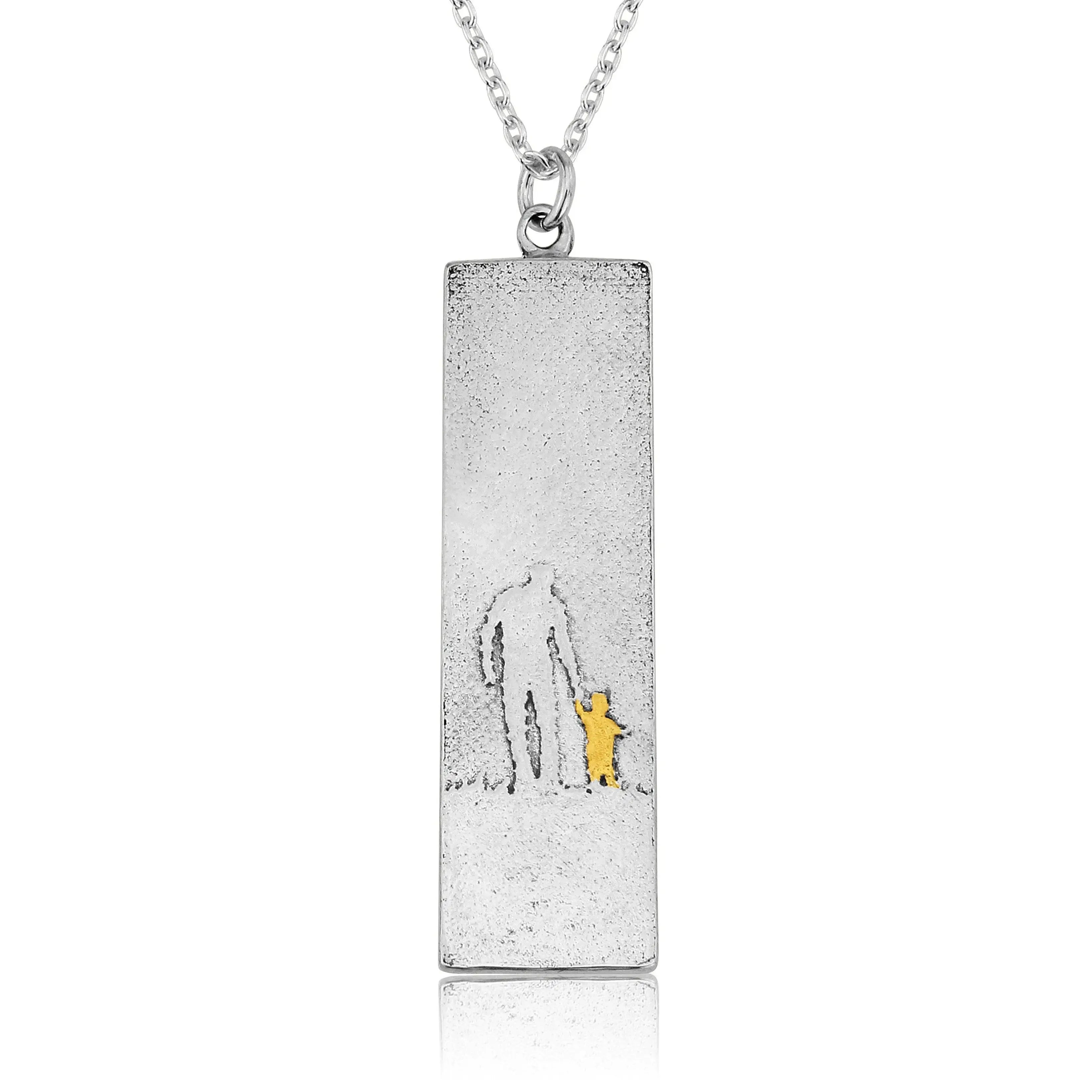 Father and Golden Child Dad Necklace in sterling silver with gold‑vermeil child detail.