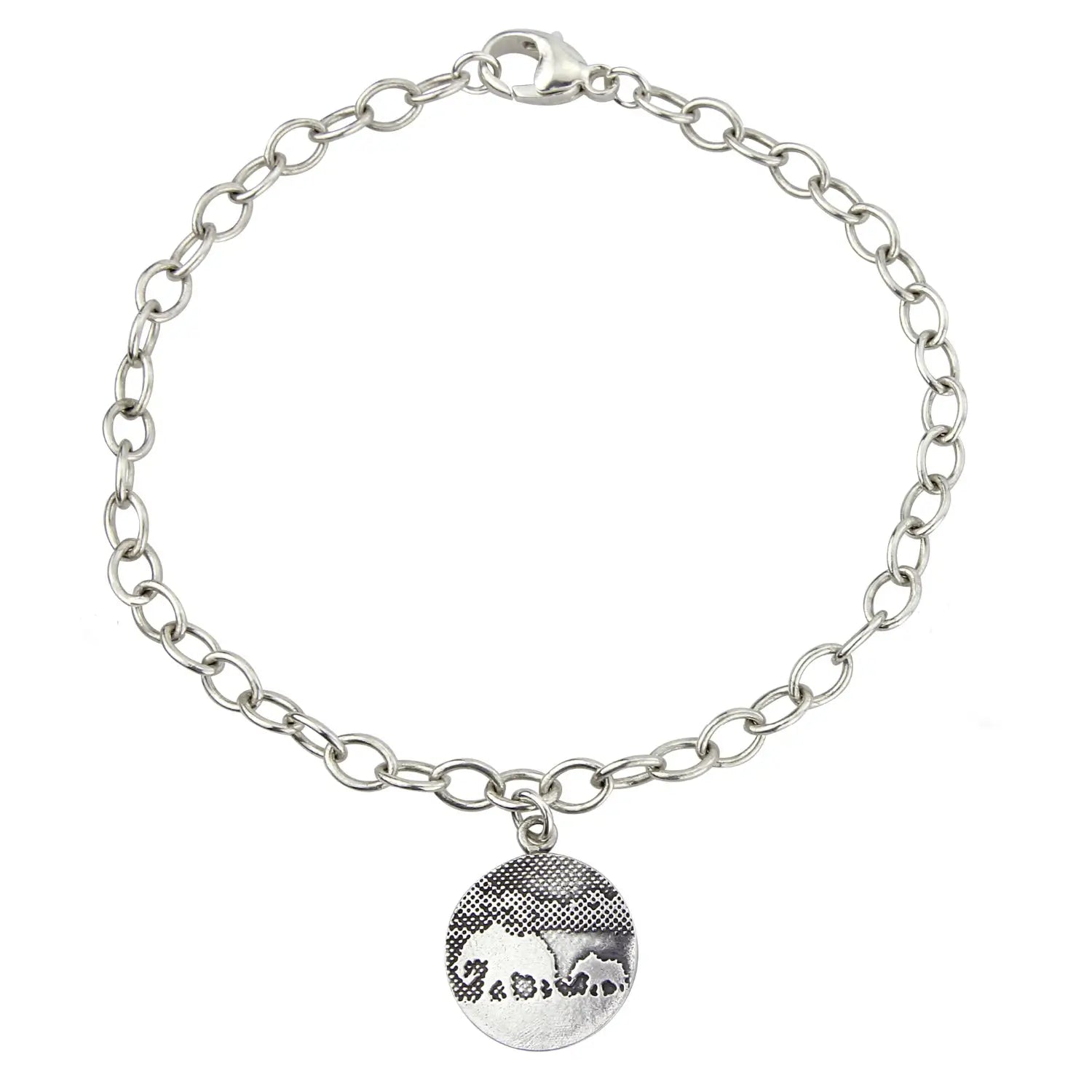 mother and baby elephant bracelet in sterling silver