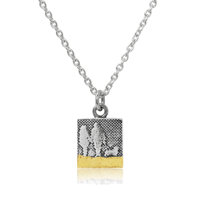 Small Silver Couple on the Beach and Dog Necklace