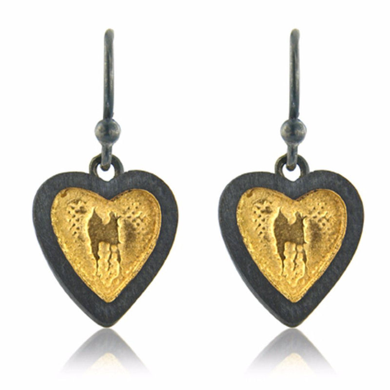 Black and Gold Heart Earrings