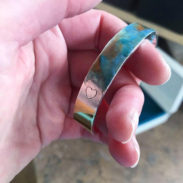 Blue Sky Memories Heart Bangles with Personalised Engraving