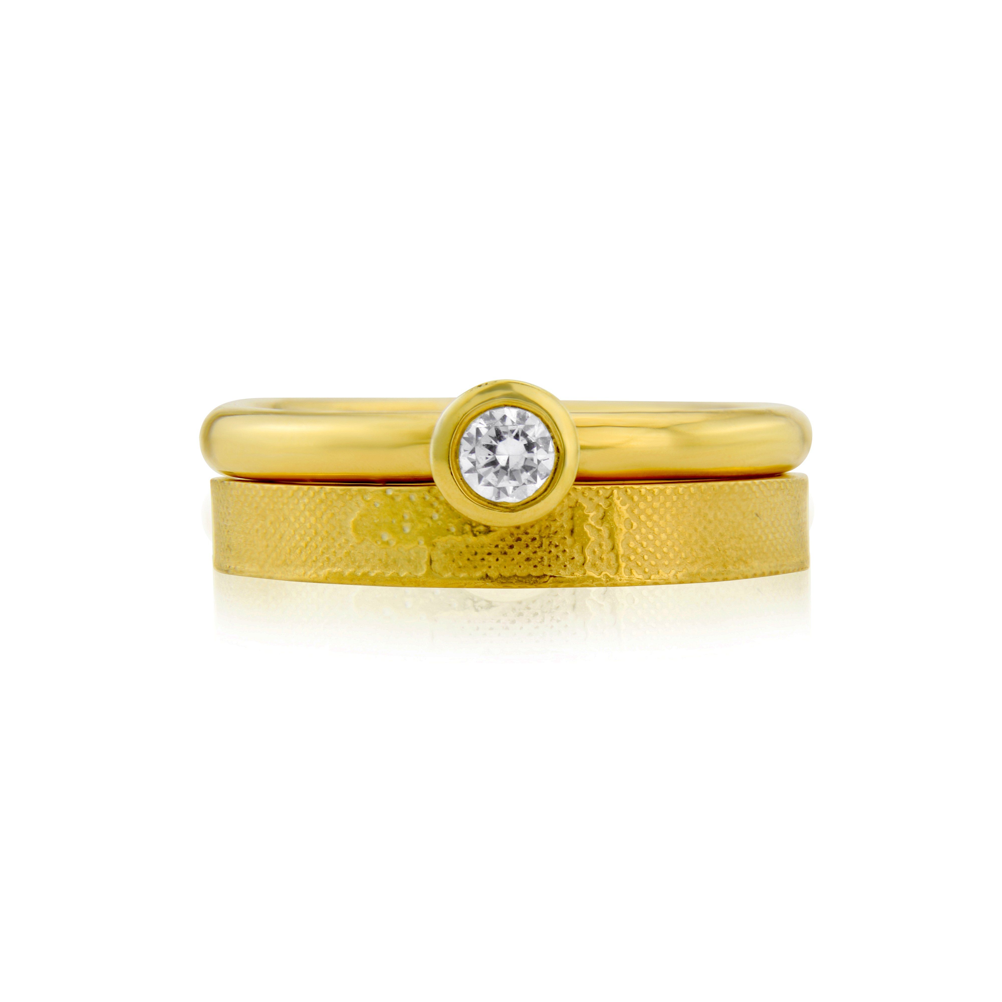 Countryside Couple Wedding & Engagement Ring Set Yellow Gold