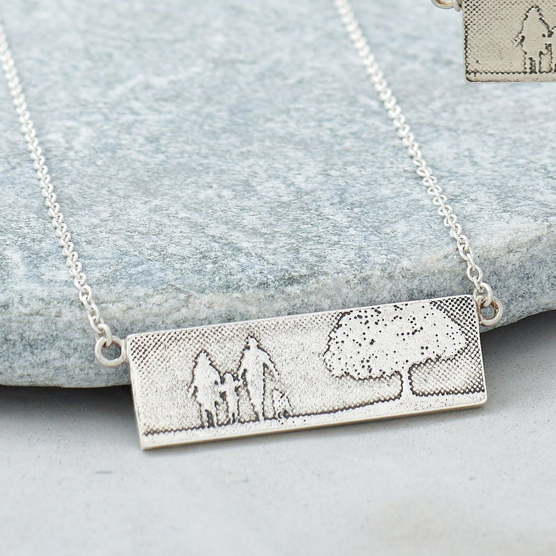 Large Dog Lovers Family Necklace in Sterling Silver