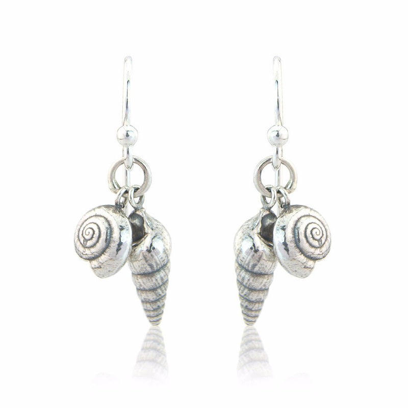 Double Shell Earrings in Sterling Silver