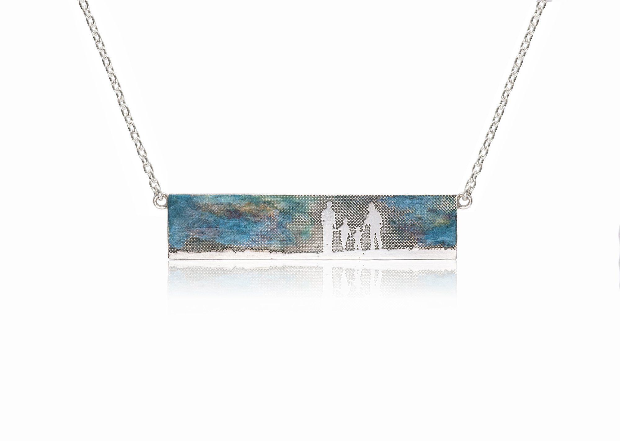Family Landscape Necklace with Blue Sky