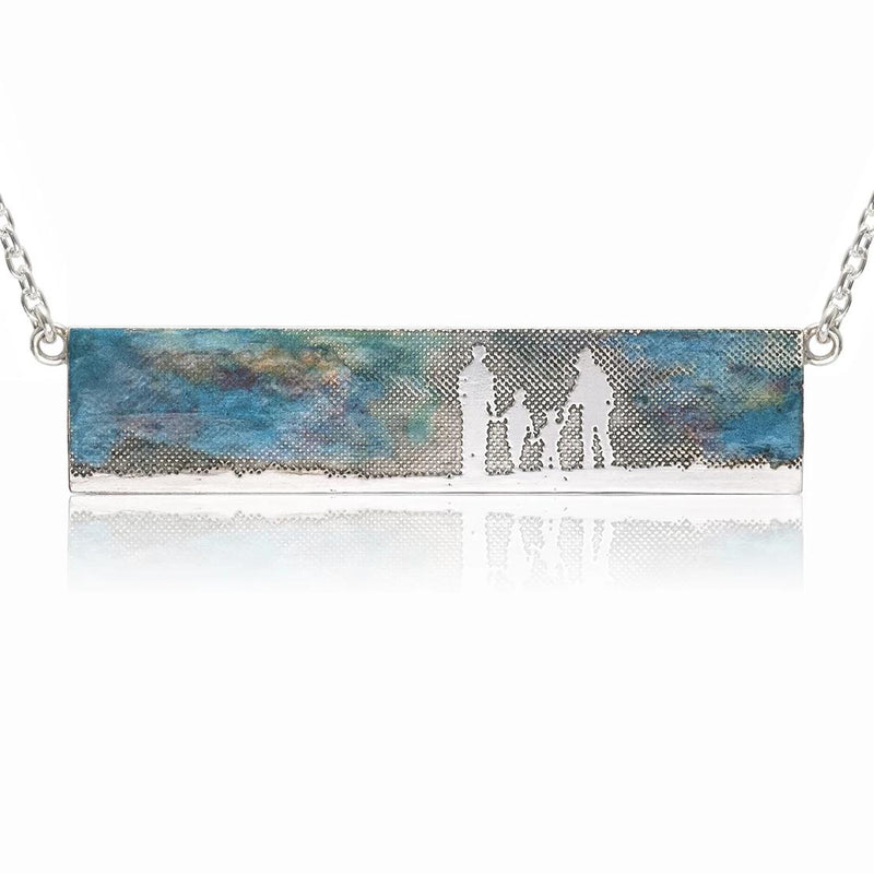 Family Landscape Necklace with Blue Sky