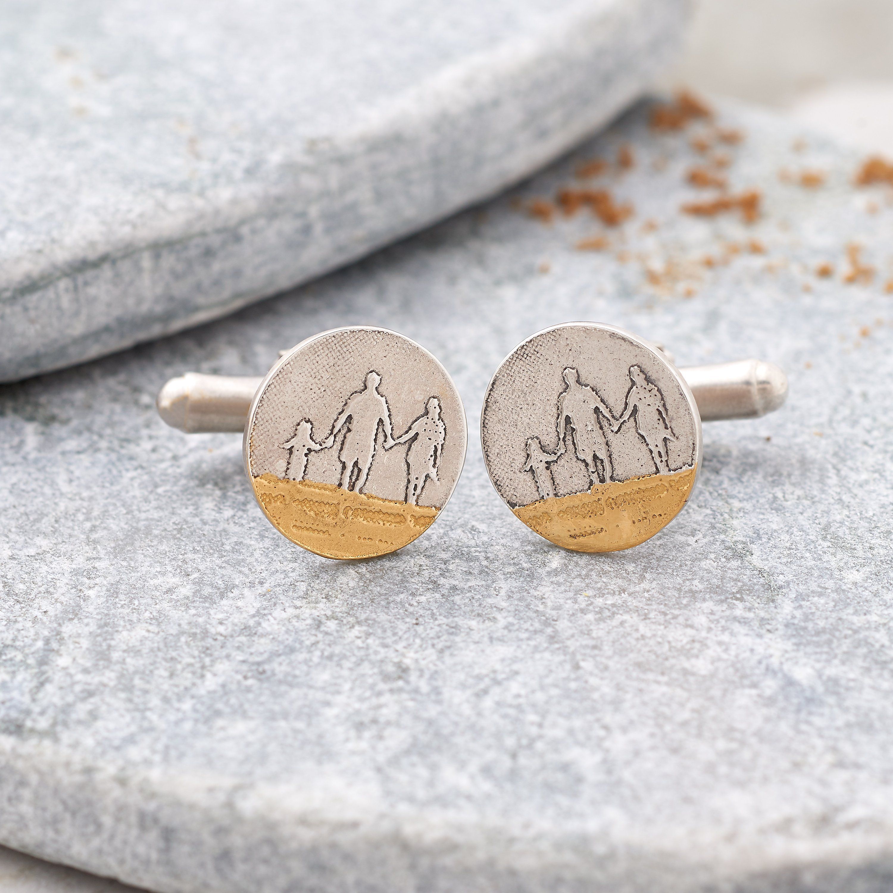 Family on the beach cufflinks