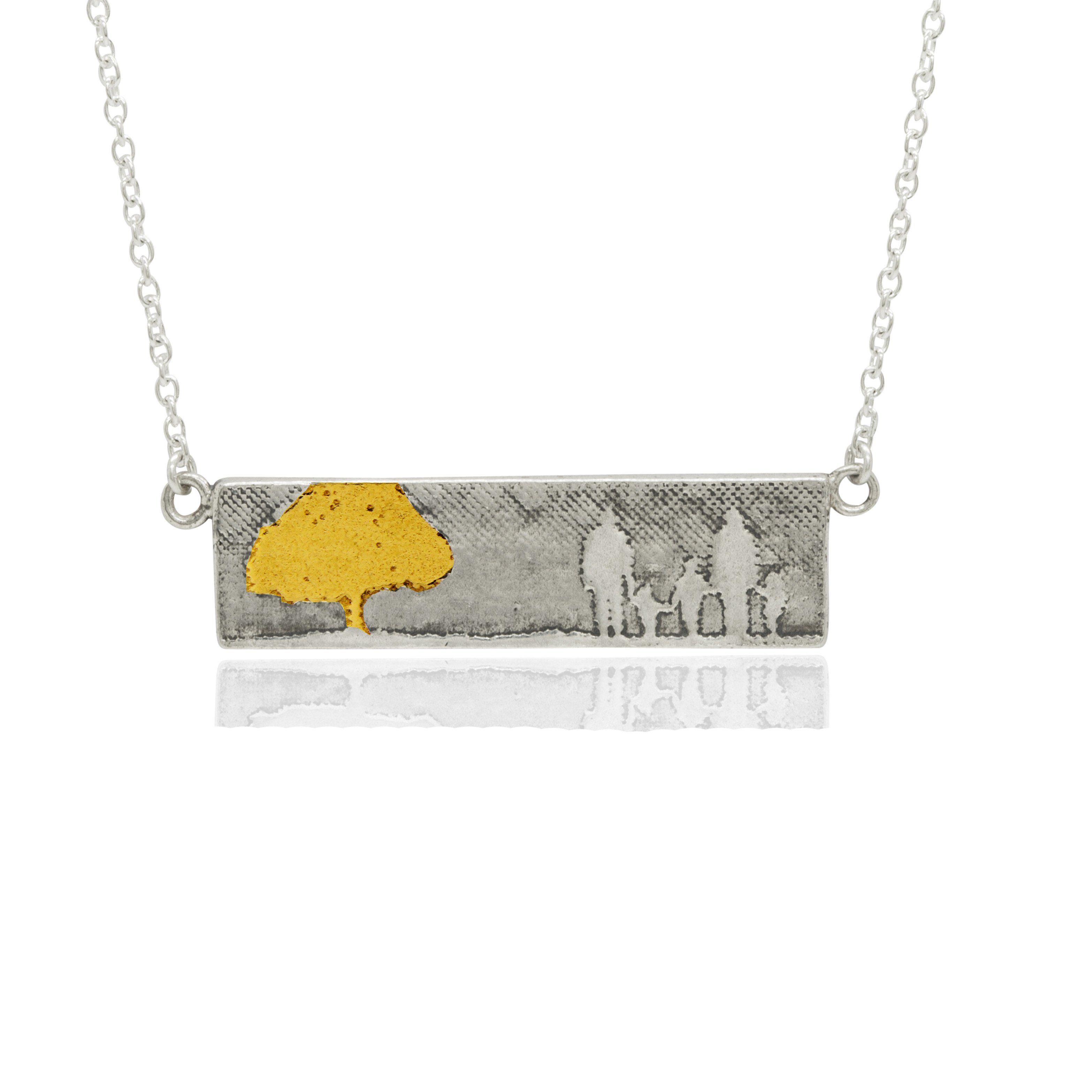 Family Tree Necklace with 22ct Gold Vermeil Tree