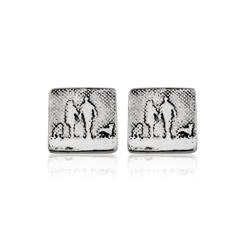 couple and two dogs stud earrings