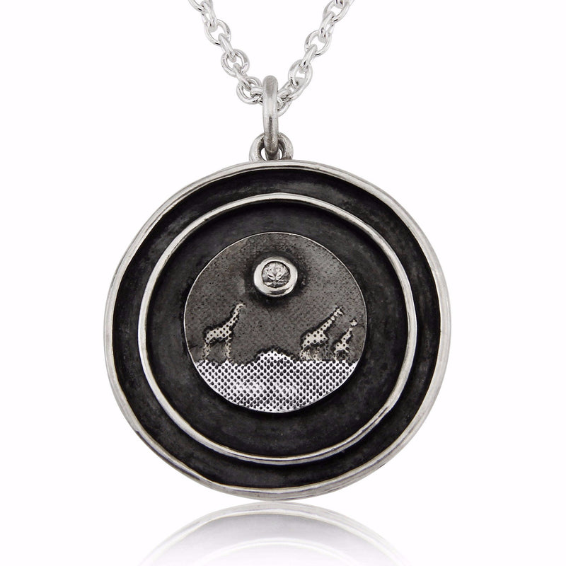 Giraffe Family Sapphire Moon Locket