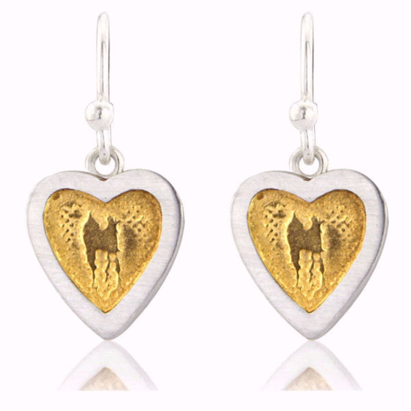 Heart Earrings with Golden Centre