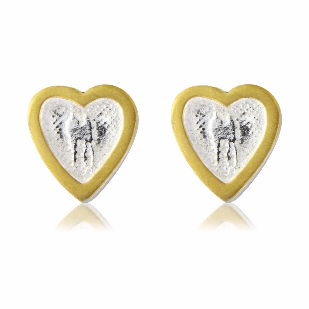 Heart Earrings with Golden Centre