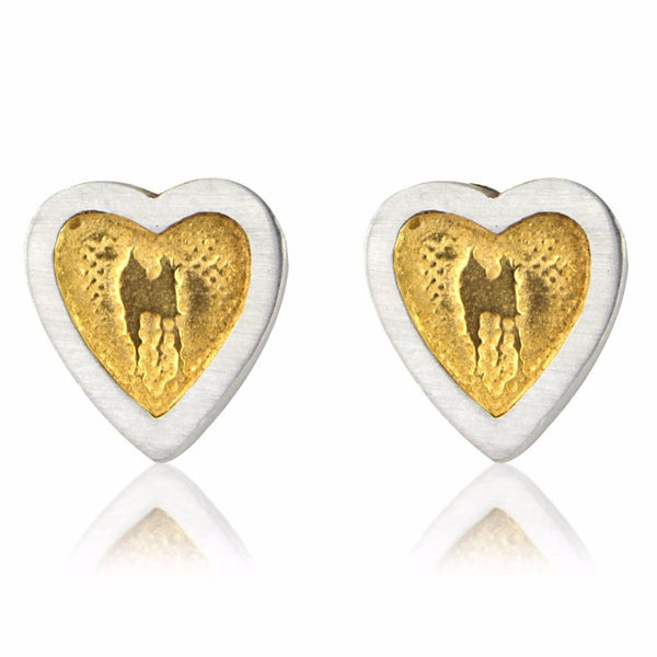 Heart Earrings with Golden Centre