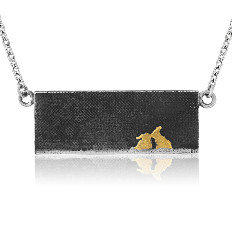 Kissing Bunny Necklace with Golden Bunnies