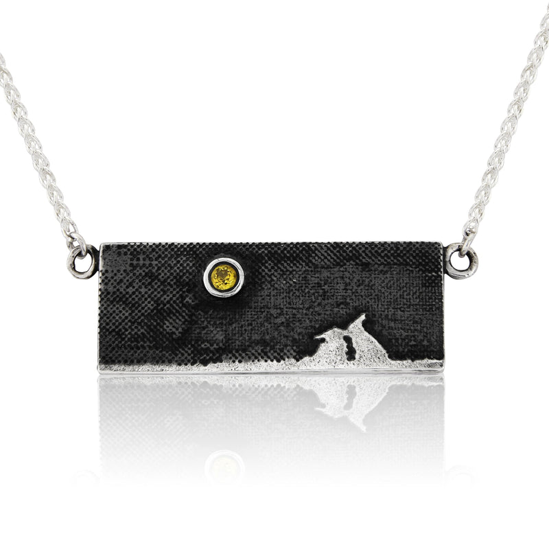 Kissing Bunny Necklace with White Sapphire or Diamond Moon