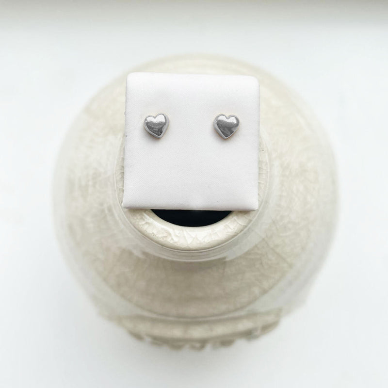 Little Chunky Silver Heart Studs