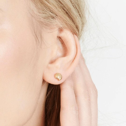 Little Round Gold Sea Shell Earrings