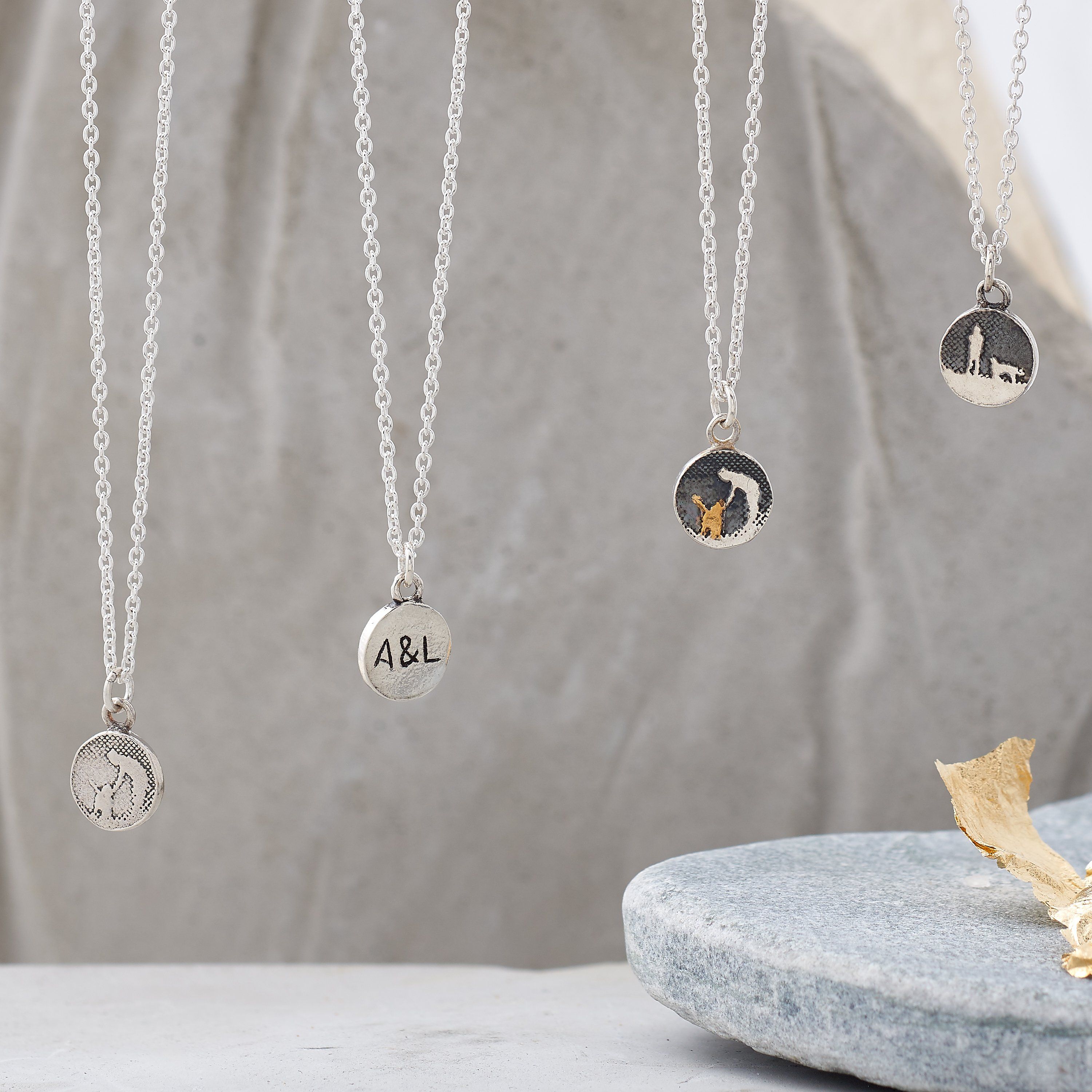 Little Round Silver Dog Necklace