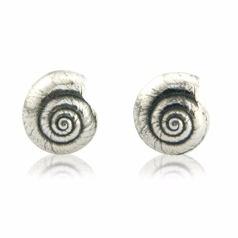 Little Round Silver Shell Earrings