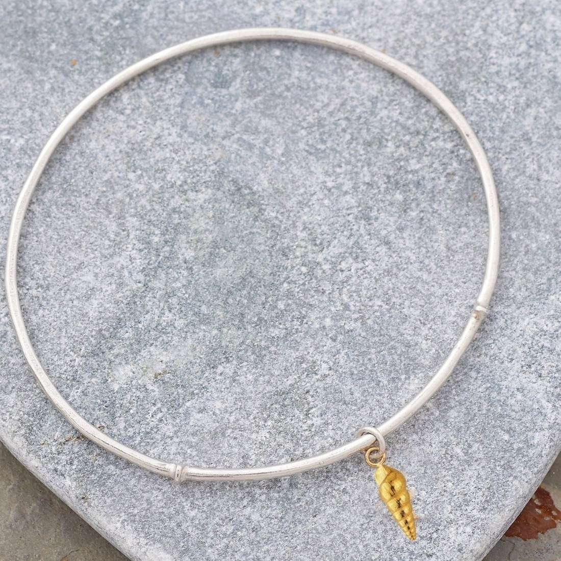 Little Spiral Shell Bangle with 22ct Gold Inlay