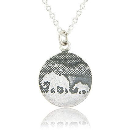 mother and baby elephant necklace in sterling silver