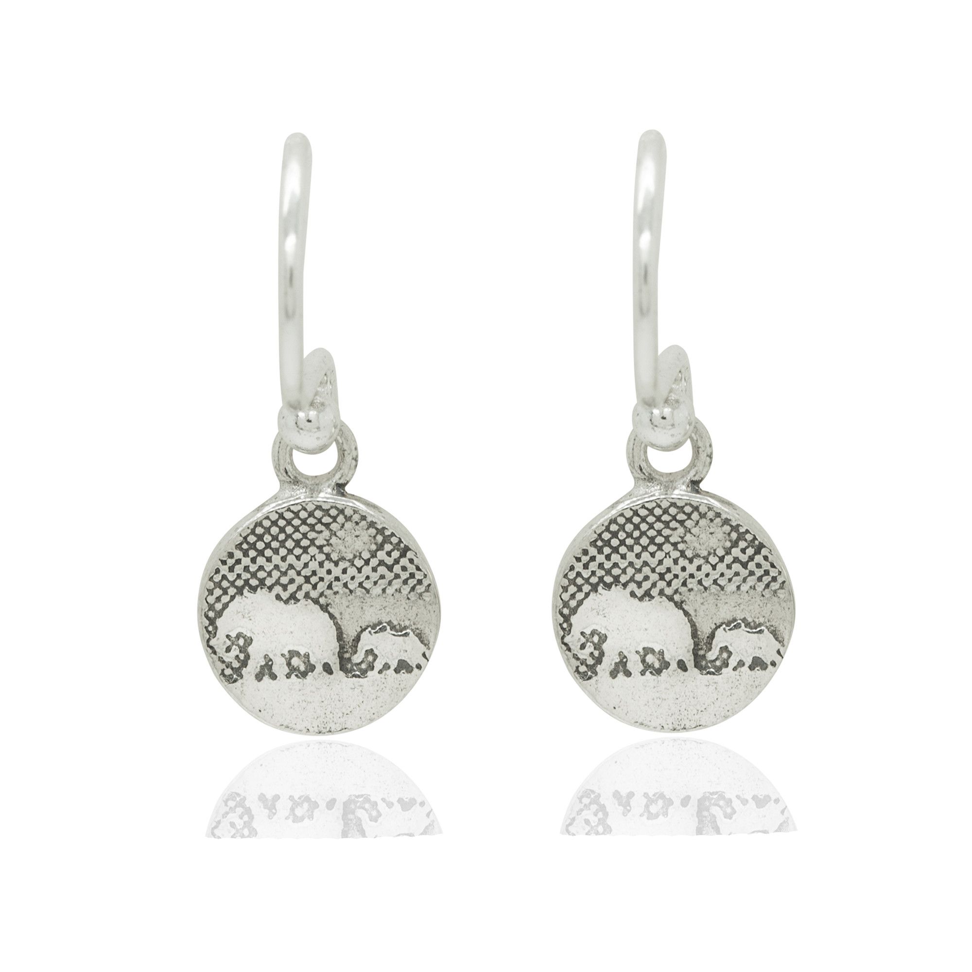 Mother and Baby Silver Elephant Earrings