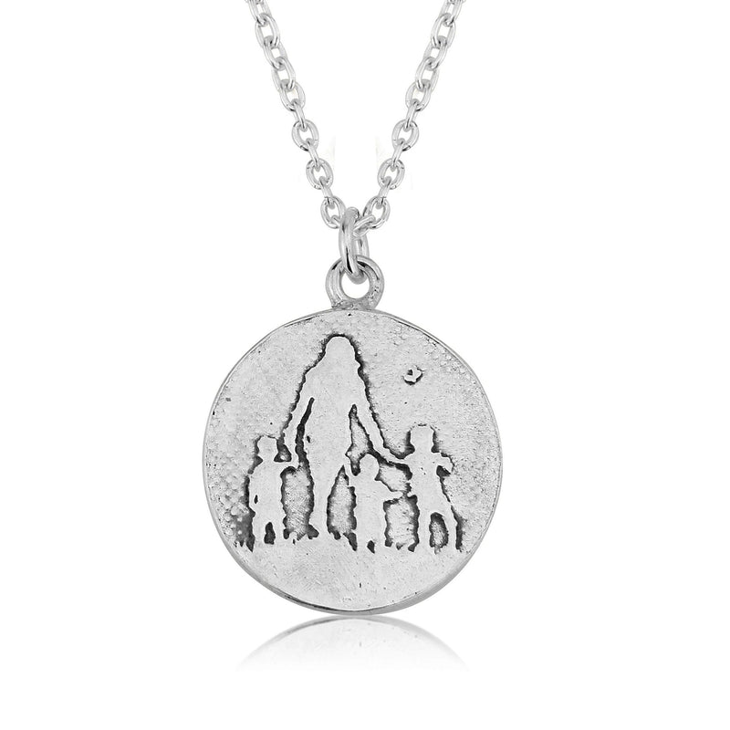Mother & Child Necklace with Golden Heart (Round)