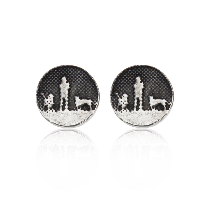 Nights Sky Earrings with Two Dogs