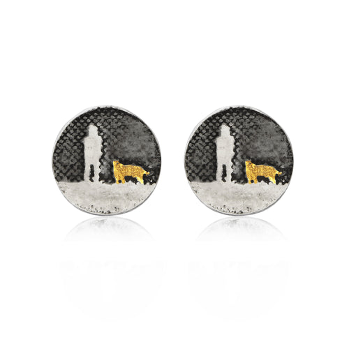 Night's Sky Golden Dog Earrings