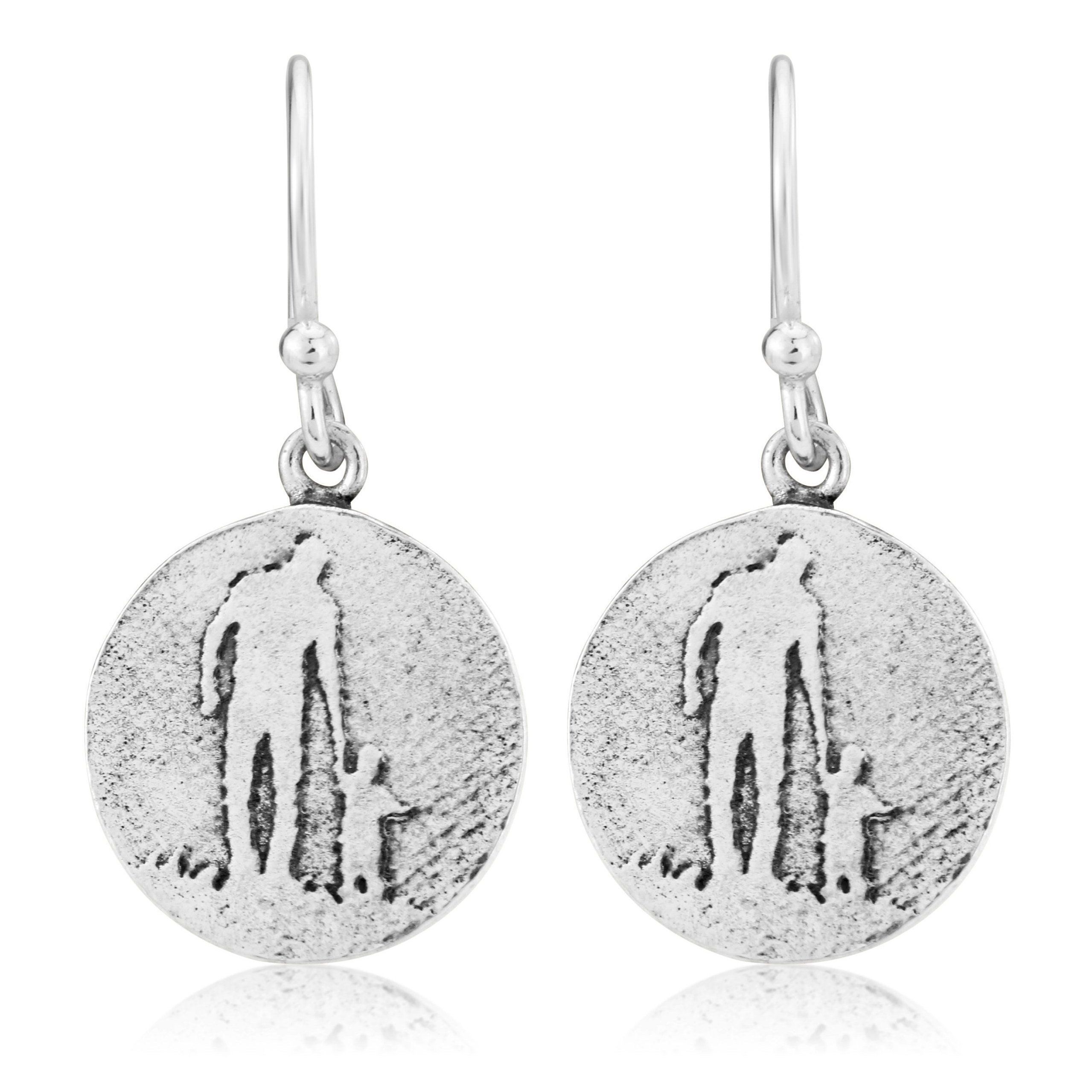 Round Father and Child Earrings