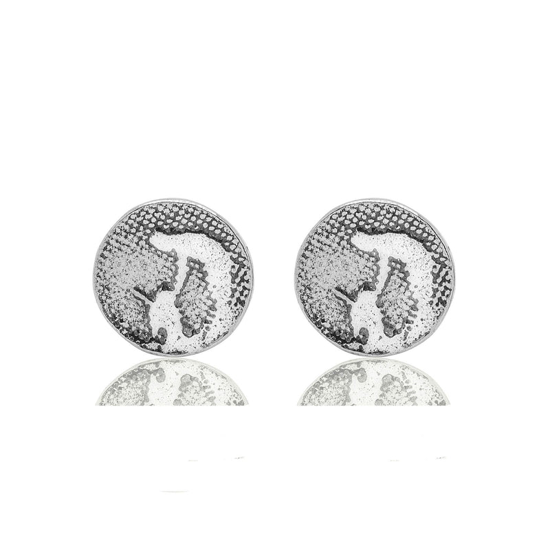 Round Silver Dog Earrings