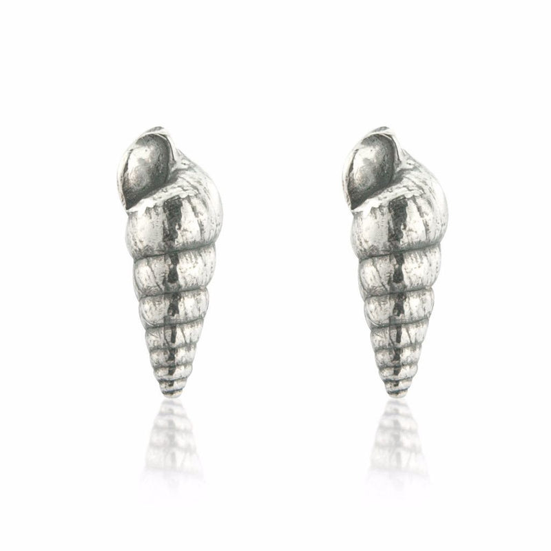 Silver Spiral Shell Studs