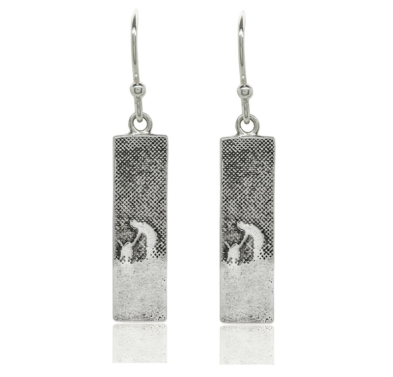 Walk With Me Silver Dog Drop Earrings