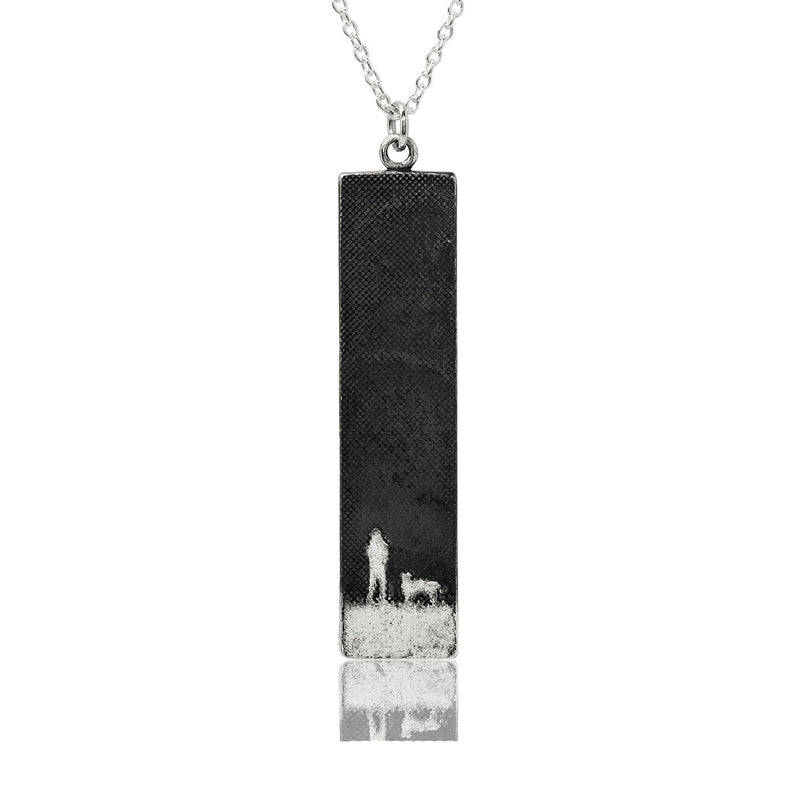Walks Under the Moonlight Sky Silver Dog Necklace (large)