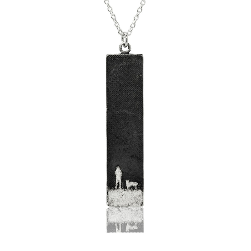 Walks Under the Moonlight Sky Silver Dog Necklace (large)