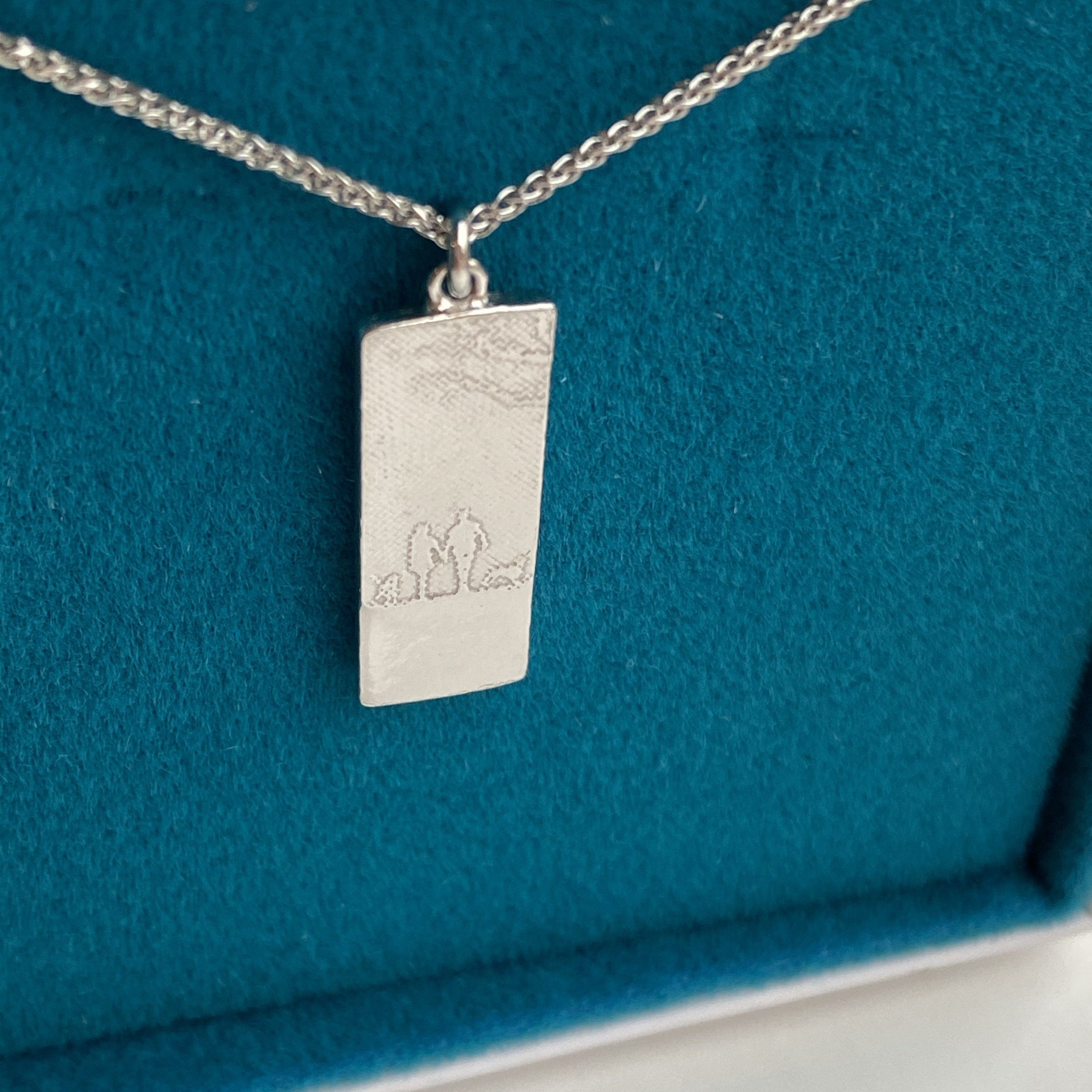 White Gold Couple & Mans Best Friend Necklace with two dogs