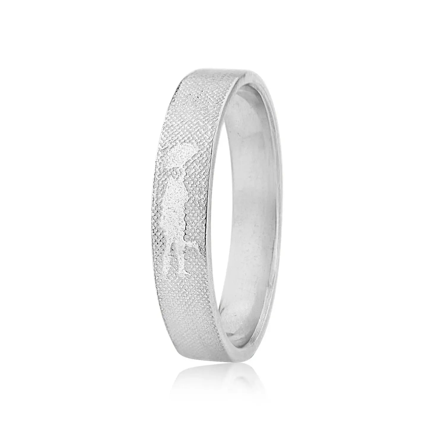 Gents 5mm Dancing in the Rain wedding ring in white gold by Charlotte Lowe