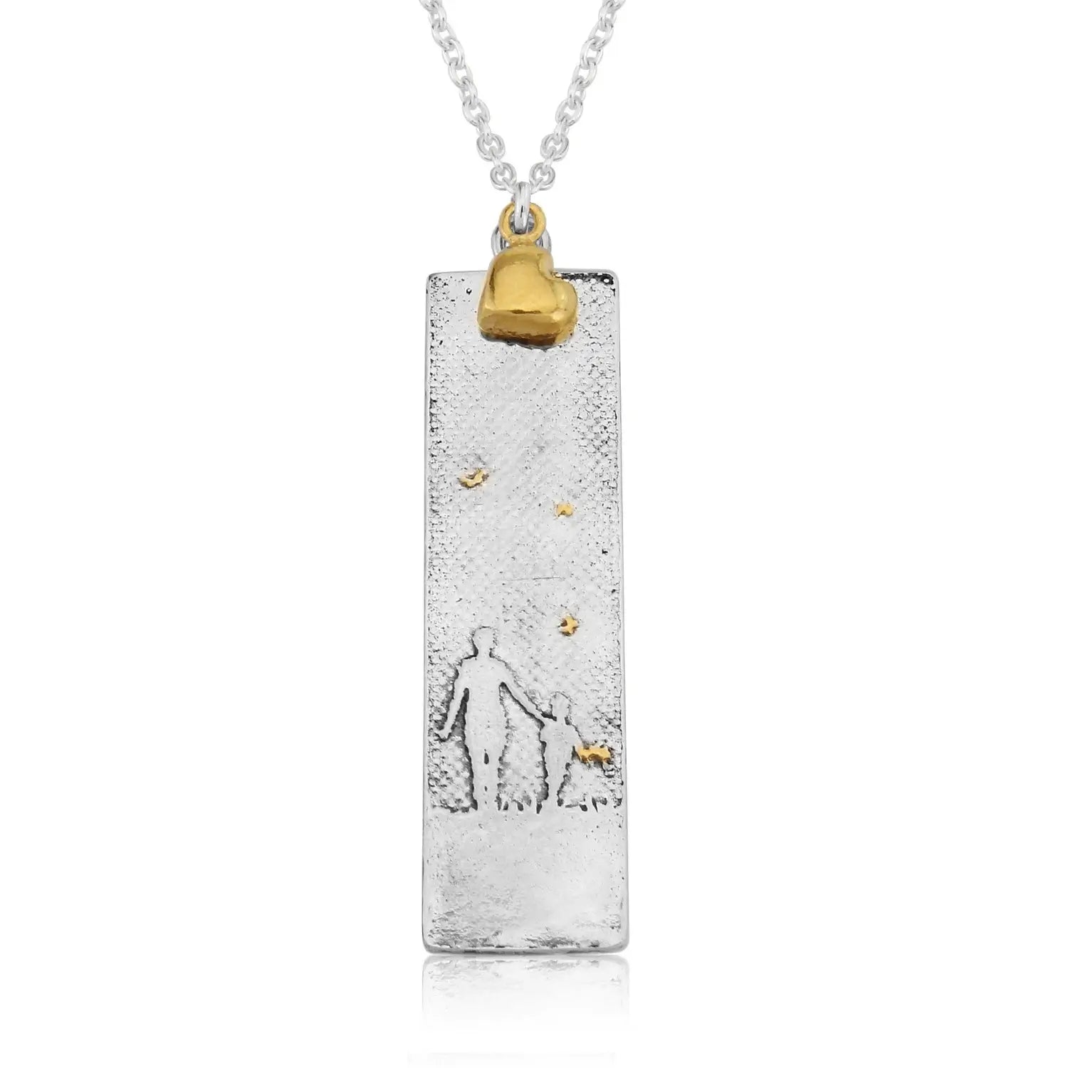 mother and child rectangle necklace with golden details