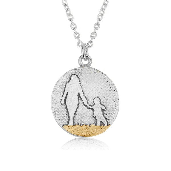 mother and child beach necklace in sterling silver