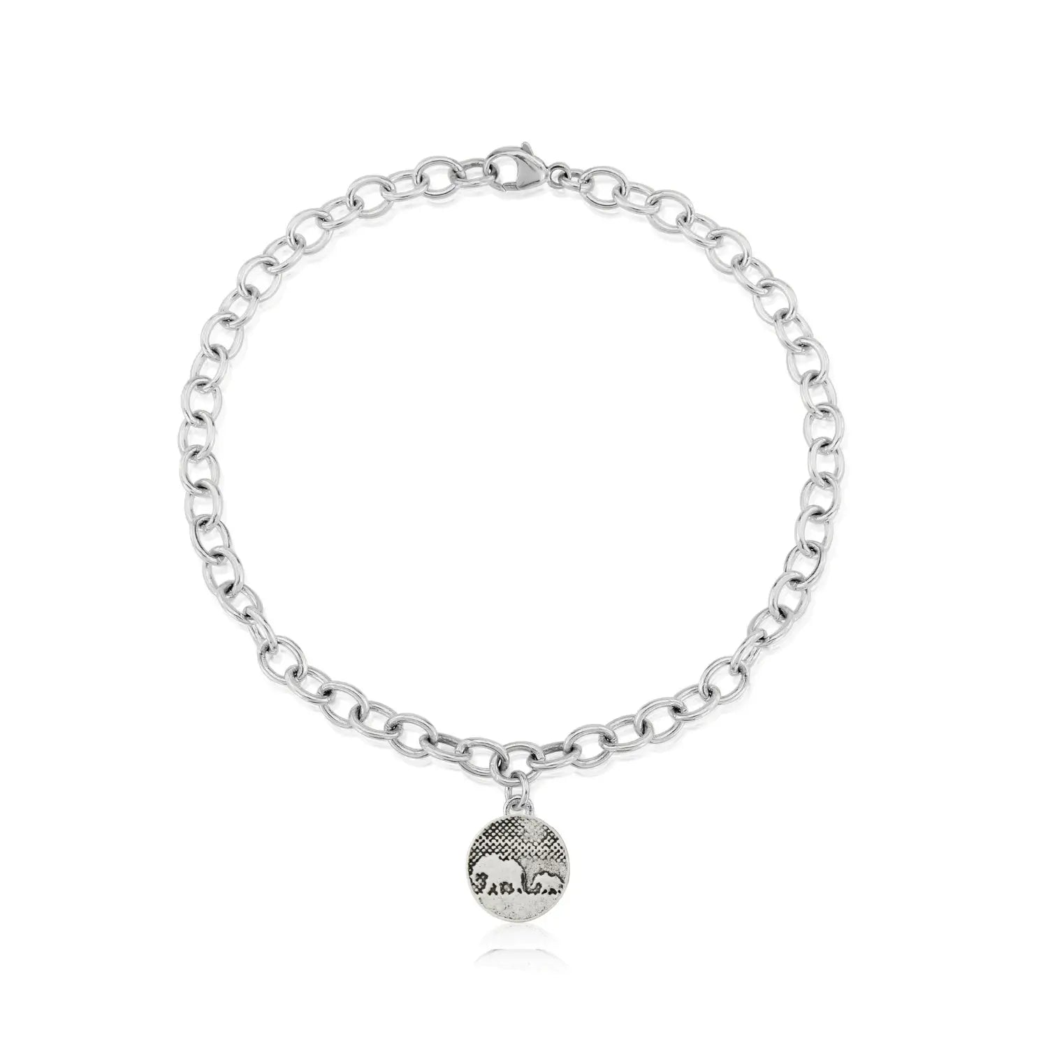 small mother and baby elephant bracelet in sterling silver