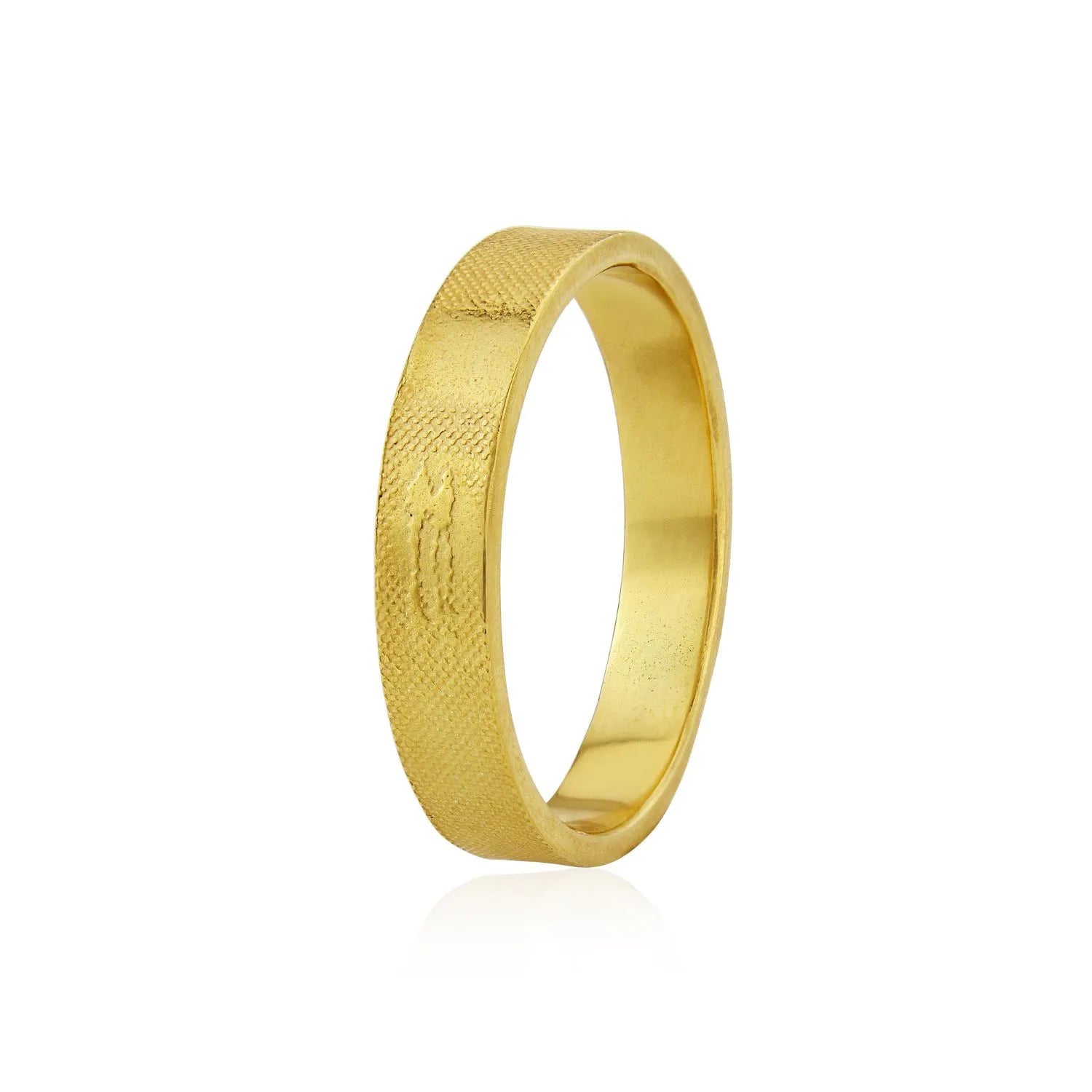 Gents 5mm Sunset Couple wedding ring in gold with silhouette artwork by Charlotte Lowe