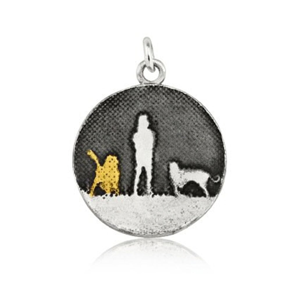 Walks Under Night's Sky Pendant with Golden Dog (small)