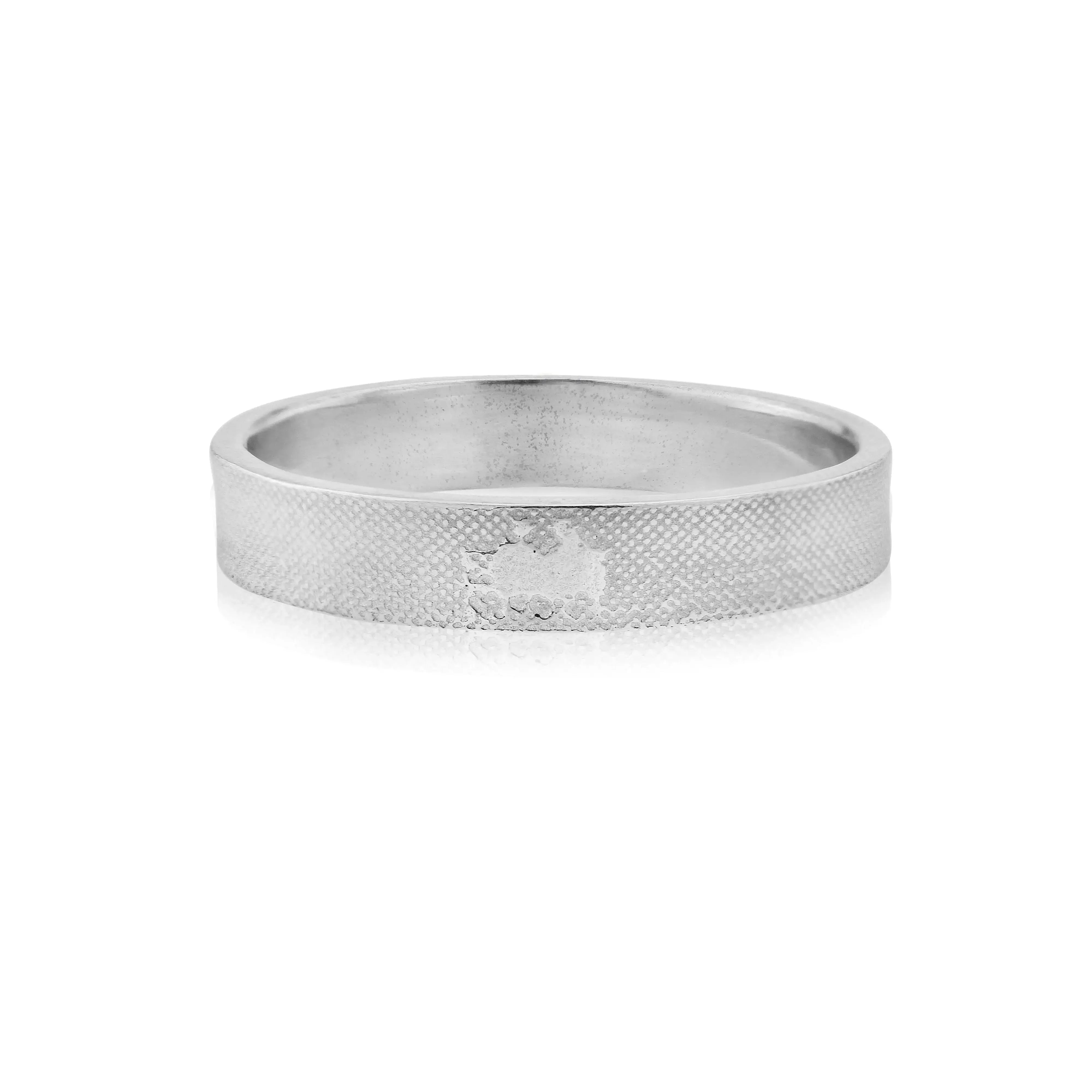 Unique wedding ring with Side by Side couple silhouette in white gold by Charlotte Lowe