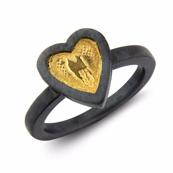 Black and Gold Heart Ring