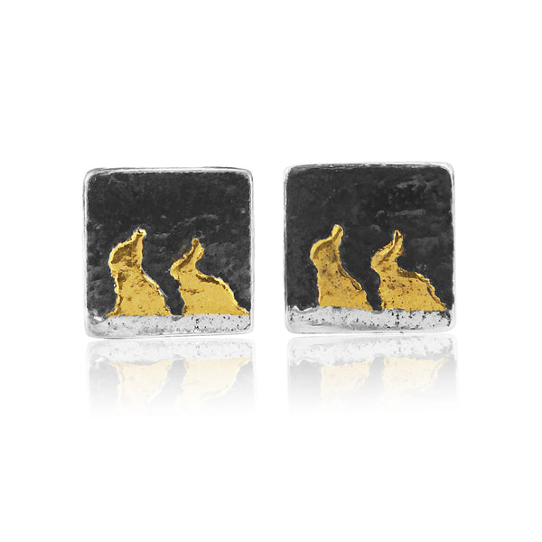 Bunny Rabbit Studs with 22ct gold vermeil