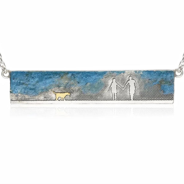 Couple & Dog Necklace with Blue Sky