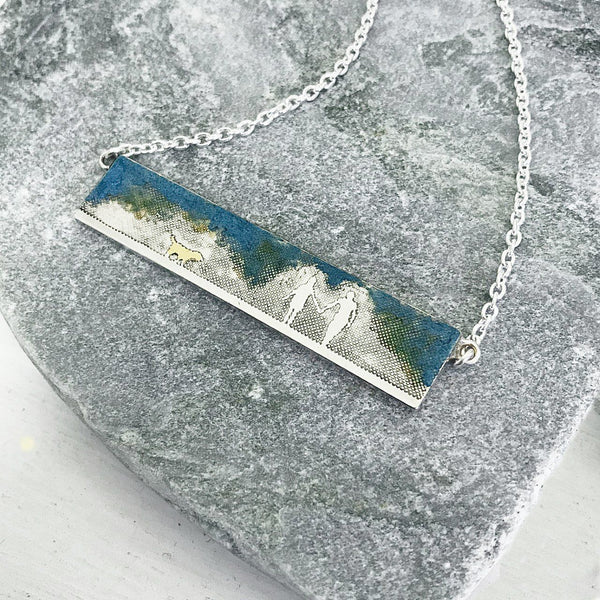 Couple & Dog Necklace with Blue Sky