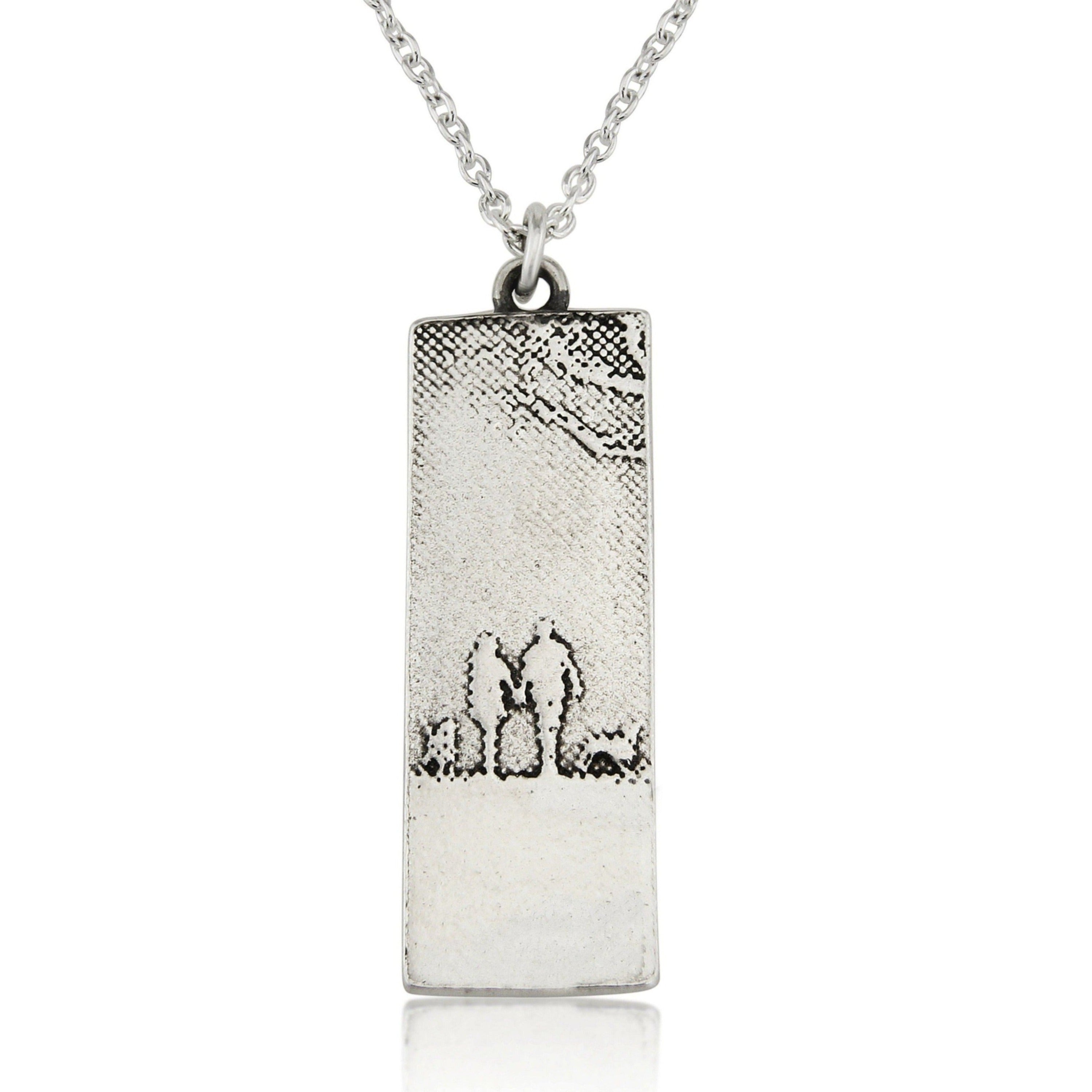 Sterling Silver Couple & Dog Necklace with Two Dogs